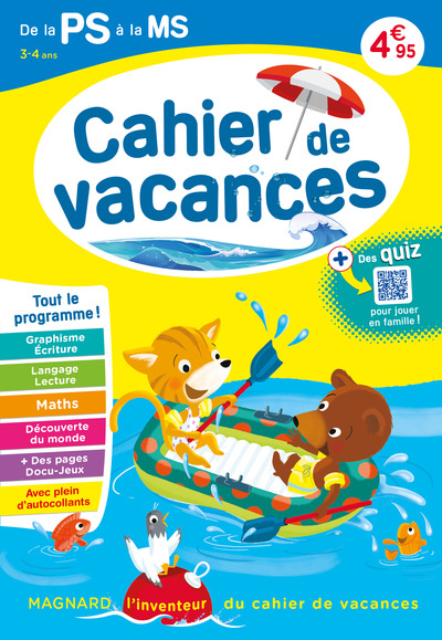 Cahier de vacances 2024, de la PS vers la MS 3-4 ans