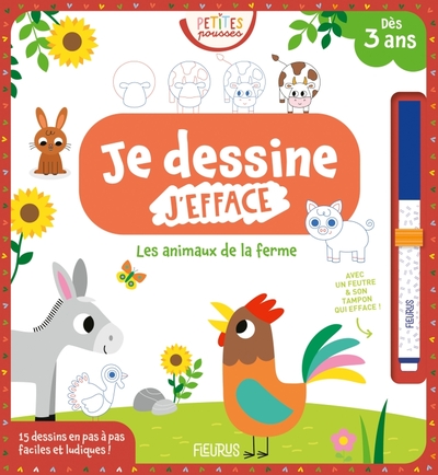 Je dessine, j'efface Petites Pousses   Les animaux de la ferme - Isabelle Jacqué