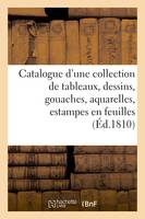 Catalogue d'une collection de tableaux, dessins, gouaches, aquarelles, estampes en feuilles