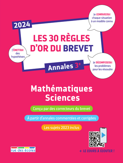 Les 30 règles d'or du Brevet 2024 - Mathématiques-Sciences - Collectif