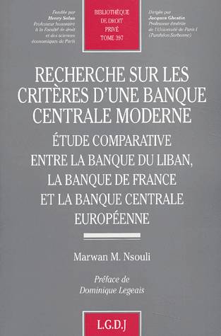 recherche sur les critères d'une banque centrale moderne - Marwan M. Nsouli