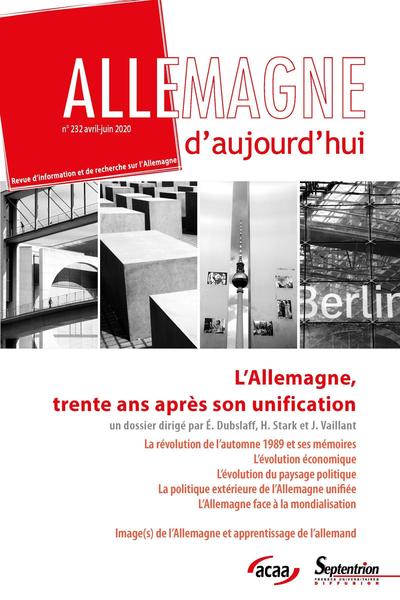 Allemagne d'aujourd'hui N° 232, avril-juin 2020 Volume 2020