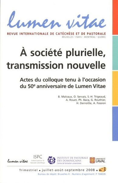 Lumen Vitae Volume 63 N° 3, Juil Volume 2008