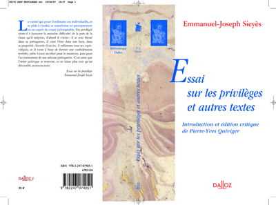 Essais sur les privilèges et autres textes