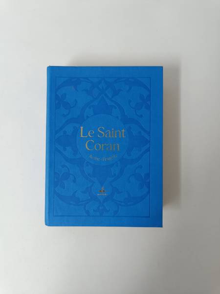 Saint Coran - Bilingue (arabe,franCais) - Poche (10x14) - bleu ciel - dorure