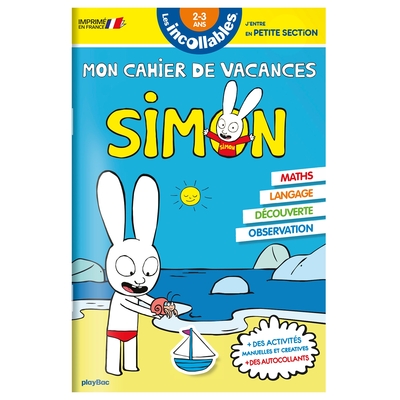 Cahier de vacances 2024 Simon - Les incollables - Toute Petite Section à Petite Section - 2/3 ans