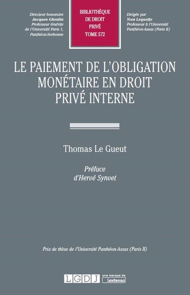 le paiement de l'obligation monétaire en droit privé interne