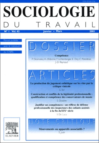 Sociologie du travail Volume 43 N° 1, Janv Compétence - Elsevier