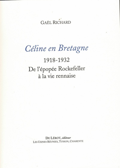 Céline en Bretagne - 1918-1932