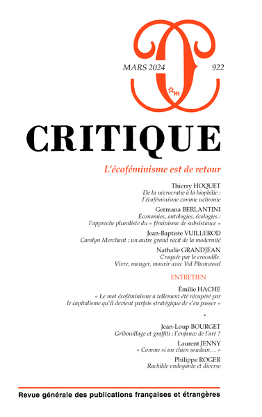 Critique N° 922, mars 2024 Volume 922