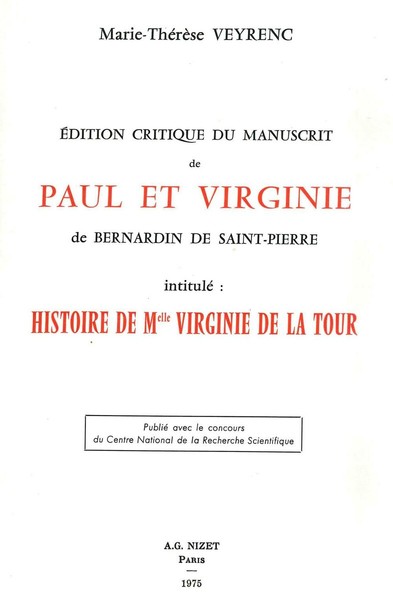 Édition critique du manuscrit de Paul et Virginie de Bernardin de Saint-Pierre intitulé: 