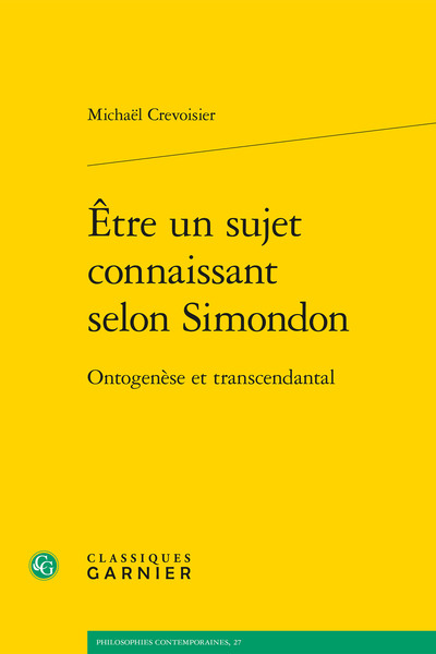 Être un sujet connaissant selon Simondon