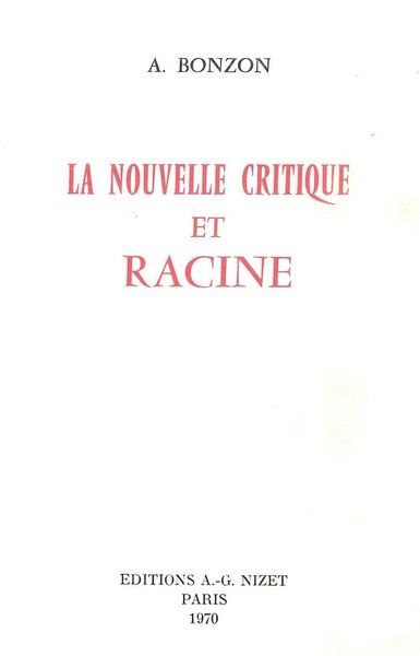 La Nouvelle Critique De Racine