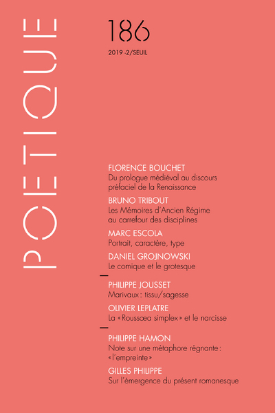 Poétique N° 186/2019-2 Volume 186