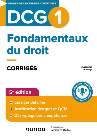 0 - DCG 1 - Fondamentaux du droit - Corrigés - 5e éd. - Martine Mariage