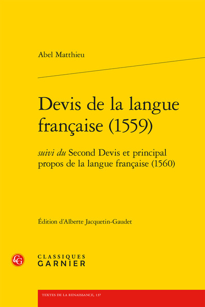 Devis de la langue française (1559) - Abel Matthieu