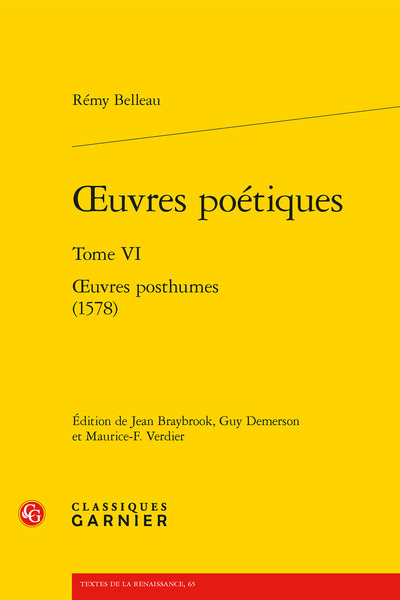 Oeuvres poétiques - Volume 6