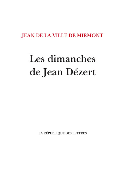 Les Dimanches De Jean Dézert