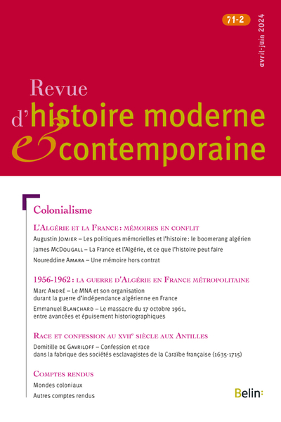 Revue Histoire Moderne et Contemporaine Volume 71