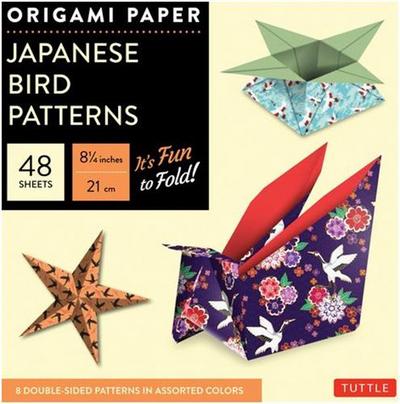 Origami Paper Japanese Bird Patterns large 8 1/4  48 sheets /anglais