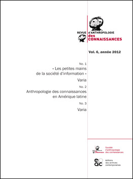 Revue Anthropologie Des Connaissances, Volume 6  - 2012