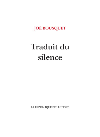 Traduit du silence