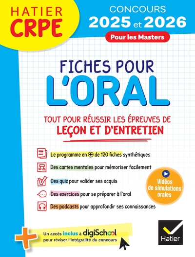 Hatier CRPE -  Fiches pour l'épreuve orale de leçon et d'entretien - 2025/2026