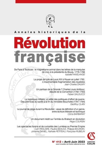 Annales historiques de la Révolution française Nº412 2/2023