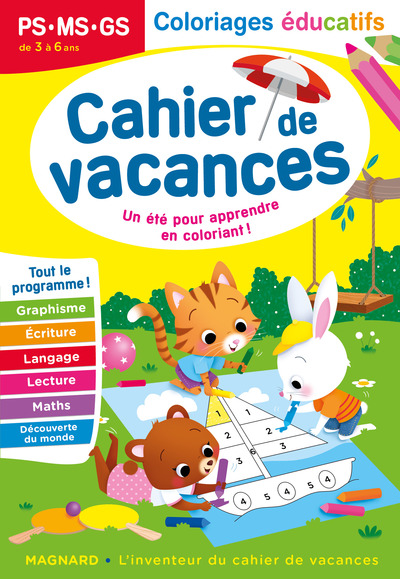 Cahier de vacances 2024, Coloriages éducatifs PS, MS, GS - Aurelie Perrot