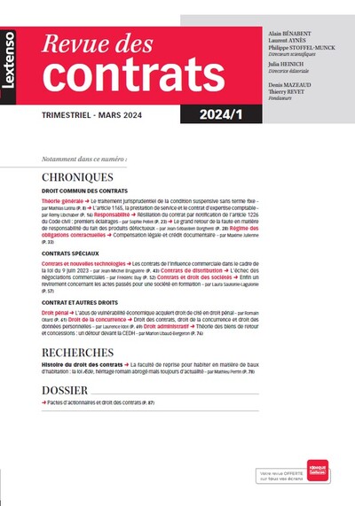 Revue des contrats N°1-2024