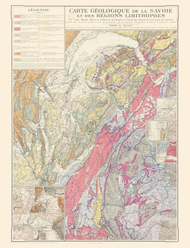 Carte -  Carte géologique de la Savoie - Géographie nostalgi - Léon MORET