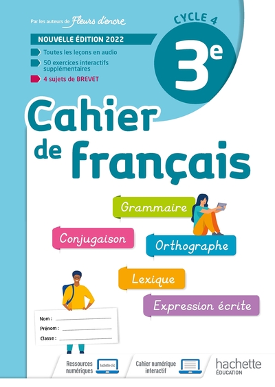 Cahier de Français cycle 4/3e - cahier d'activités - Ed. 2022