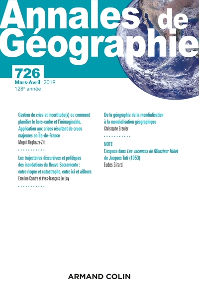 Annales De Géographie - N°726 2 2019 Varia, Varia - Collectif