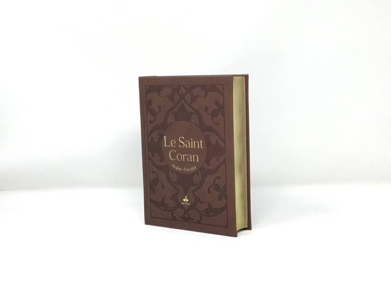 Saint Coran - Bilingue  (arabe,franCais) - Moyen (14x20) - marron - dorure