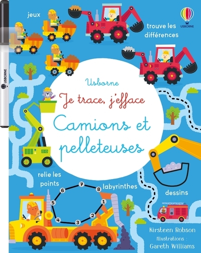 Camions et pelleteuses - Je trace, j'efface - Dès 3 ans