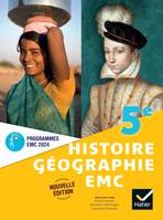 Histoire-Géographie-EMC 5e - Ed. 2024 - Livre élève - Laurianne Renauld