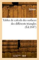 Tables de calculs des surfaces des différents triangles - Eric Salmon