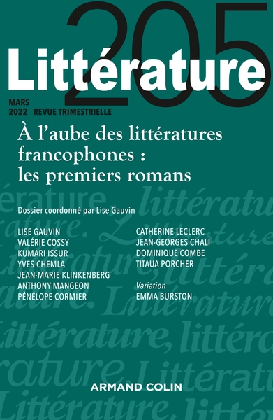 Littérature Nº205 1/2022 À l'aube des littératures francophones : les premiers romans - Collectif