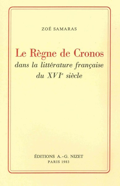 Le Règne De Cronos Dans La Littérature Française Du Xvie Siècle