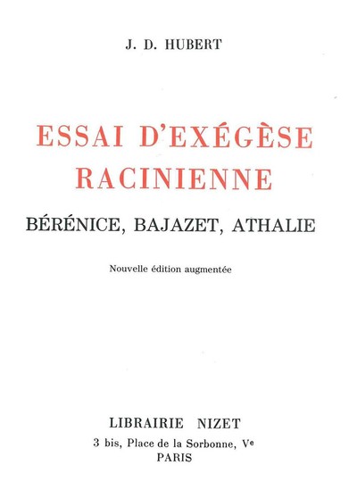 Essai d'exégèse racinienne