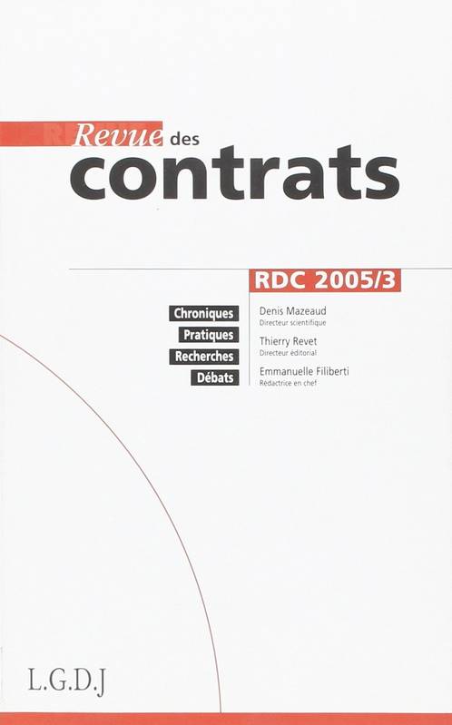 Revue Des Contrats N 3 - 2005