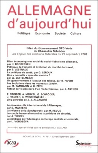 Allemagne d'aujourd'hui N° 161 Juillet-Septe