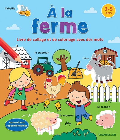 A la ferme - Livre de collage et de coloriage avec des mots (3-5 a.)