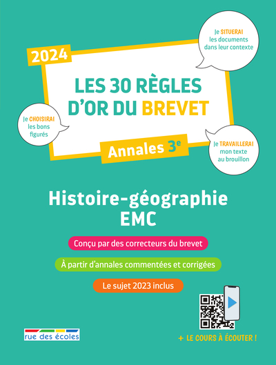 Les 30 règles d'or du Brevet 2024 - Histoire-Géographie-EMC