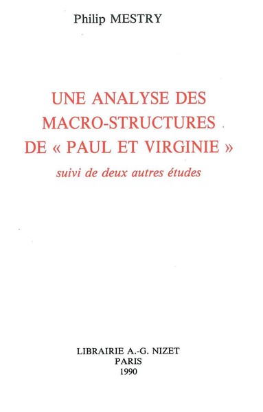 Une Analyse des macro-structures de Paul et Virginie