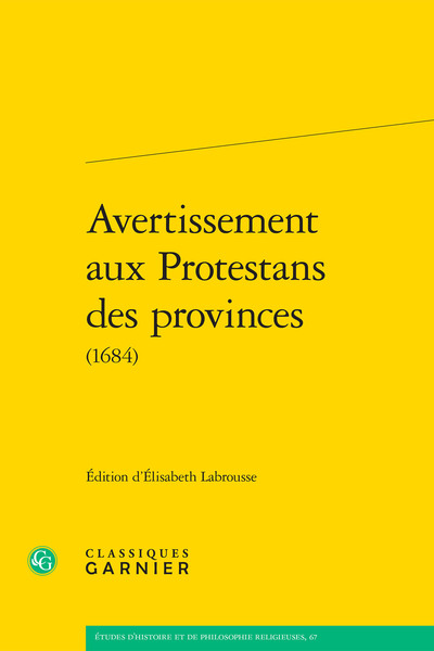 Avertissement aux Protestans des provinces