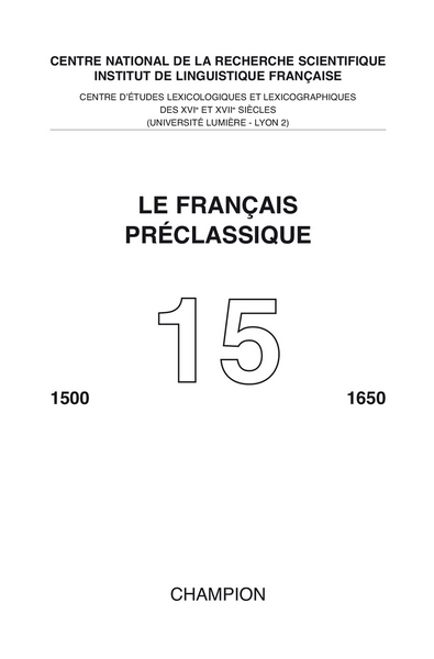 15 - Le Français préclassique 15 - 2013