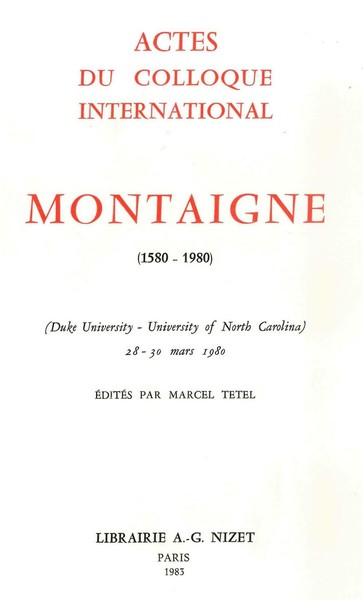 Montaigne (1580-1980)