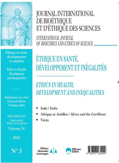 Journal International de Bioéthique N° 34, 2024/3 Volume 2023