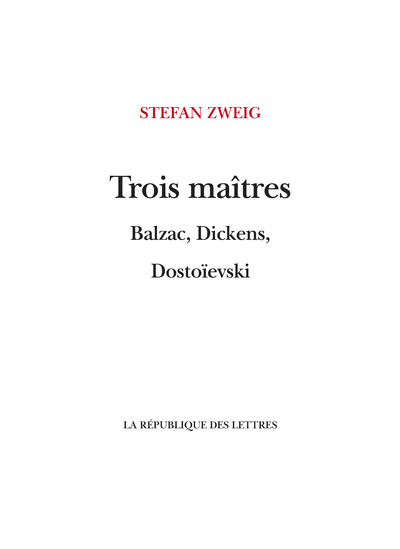 Trois Maîtres - Stefan Zweig